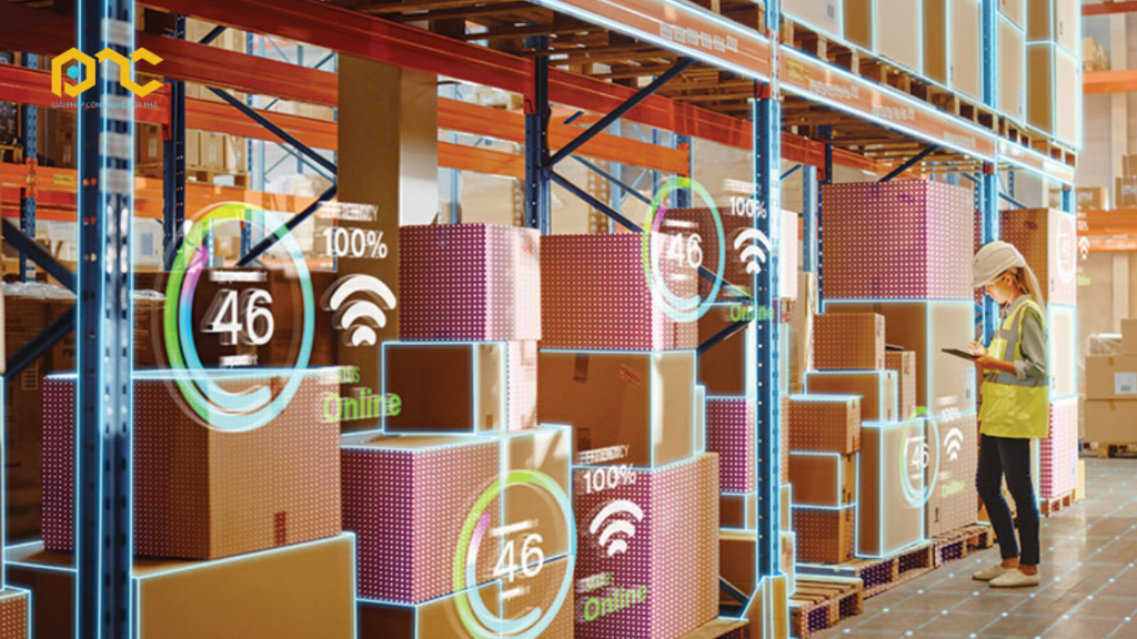 Kho thông minh với cảm biến IoT trên kệ hàng